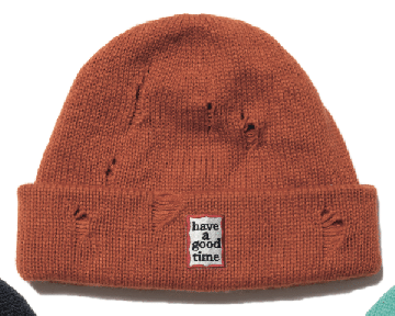 FRAME RIPPED BEANIE CHARCOAL ORANGE