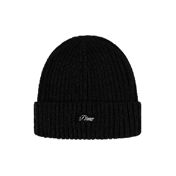 Cursive Fold Beanie Black