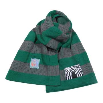 CES24G02 POLY KNIT STRIPE SCARF GREEN